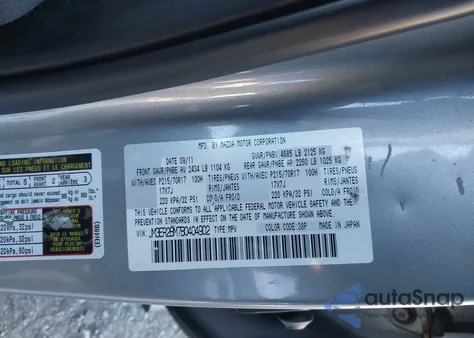 2011 Mazda Cx-7 I Sport from USA, damaged, VIN JM3ER2BM7B0404902